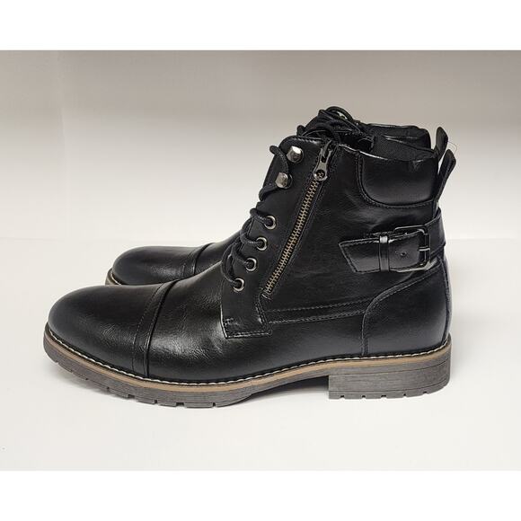 Vostey Men's Casual Motorcycle Combat Ankle Dress Boots Color Black Size 11.5 - Picture 7 of 15